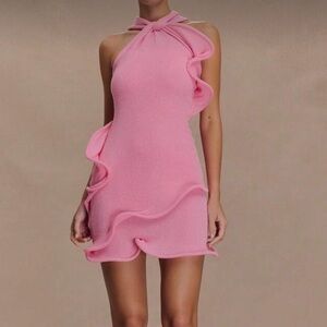 Pink Ruffle Mini Dress wedding beach crochet